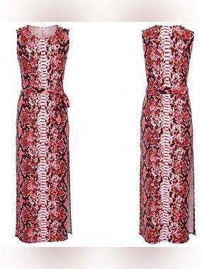 Glam Snake Print Maxi Dress Red Pink Python Print  - Michael Kors- M